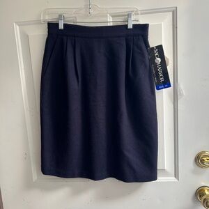 Sag Harbor 100% Wool Women's Dark Blue Pencil Skirt